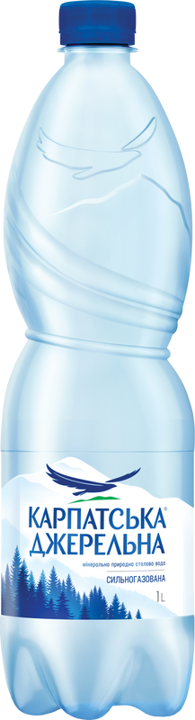 Вода мінеральна КАРПАТСЬКА ДЖЕРЕЛЬНА, сильногазована, 1л